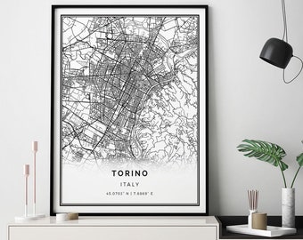 TORINO Map Print City Poster Color Art Print Wall Decor Travel Gift Request Any City Map of Torino Italy