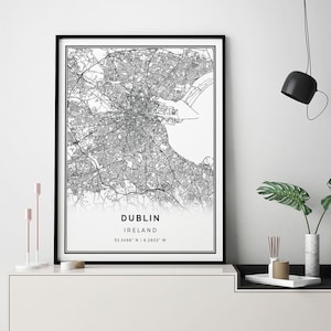 Dublin Map Print: Minimalist Black and White Ireland Art