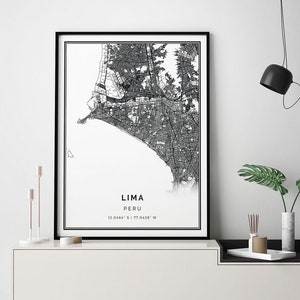 Lima map print | Minimalistic wall art poster | City maps Scandinavian Artwork | Peru gifts | Wall Art To Decor | M686