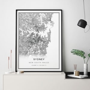 Sydney map print | Minimalistic wall art poster | City maps Scandinavian Artwork | New South Wales gifts | Print Poster | M407
