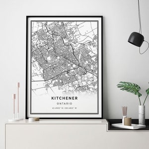 Kitchener map print | Minimalistic wall art poster | City maps Scandinavian Artwork | Ontario gifts | Art And Decor | M328