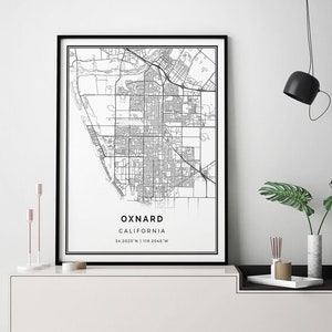 Oxnard map print | Minimalistic wall art poster | City maps Scandinavian Artwork | California gifts | For Living Room | M108