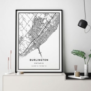 Burlington map print | Minimalistic wall art poster | City maps Scandinavian Artwork | Ontario gifts | Art In The Kitchen | M335