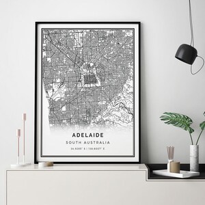 Adelaide map print | Minimalistic wall art poster | City maps Scandinavian Artwork | South Australia gifts | Print Home | M411