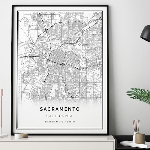 Sacramento City Map Sacramento Map Print Map Art Etsy