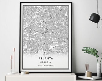 Atlanta map print | Minimalistic wall art poster | City maps Scandinavian Artwork | Georgia gifts | Poster Nordic | M38