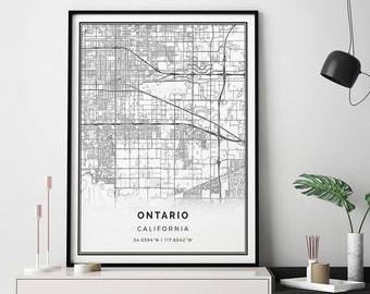 Ontario map print | Minimalistic wall art poster | City maps Scandinavian Artwork | California gifts | Poster | M146