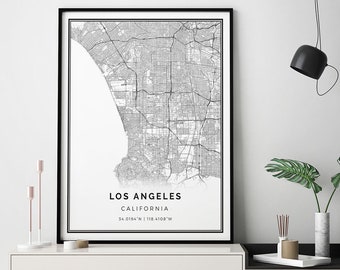 Los Angeles map print | LA Map Print | Minimalistic wall art poster | City maps Scandinavian Artwork | California gifts | Map Art Print | M2