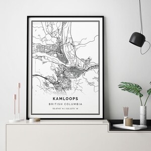 Kamloops map print | Minimalistic wall art poster | City maps Scandinavian Artwork | British Columbia gifts | Map Gifts | M370