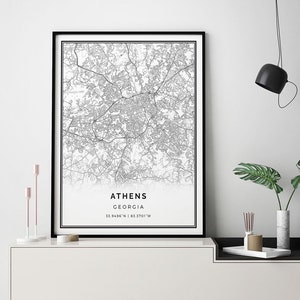 Athens Georgia Map Print: Minimalist Scandinavian Wall Art
