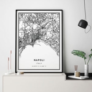Napoli Map Print: Minimalist Black and White City Art