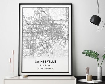 Gainesville Map Etsy