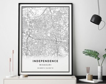 Independence map print | Minimalistic wall art poster | City maps Scandinavian Artwork | Missouri gifts | Artwork Gift | M237