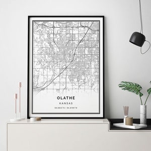 Olathe map print | Minimalistic wall art poster | City maps Scandinavian Artwork | Kansas gifts | Wall Art Large | M193