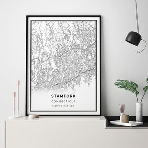 Stamford map print | Minimalistic wall art poster | City maps Scandinavian Artwork | Connecticut gifts | Art For Men | M211