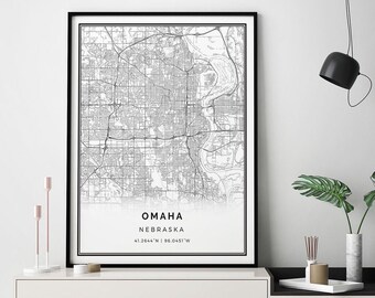 Omaha Nebraska Map Print: Minimalist Scandinavian Wall Art