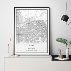 Mesa map print | Minimalistic wall art poster | City maps Scandinavian Artwork | Arizona gifts | Poster Living Room | M36