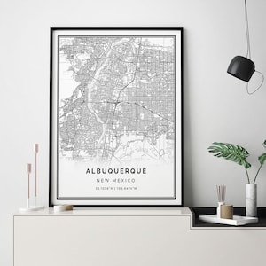 Albuquerque map print | Minimalistic wall art poster | City maps Scandinavian Artwork | New Mexico gifts | Poster For Office | M32