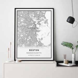 Boston map print | Minimalistic wall art poster | City maps Scandinavian Artwork | Massachusetts gifts | Poster Art Print | M22