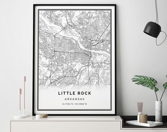 Little Rock map print | Minimalistic wall art poster | City maps Scandinavian Artwork | Arkansas gifts | Artwork Living Room | M117