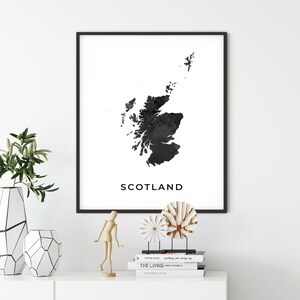 Scotland map art poster, black and white wall art print of Scotland, gift idea, gift new home, goft for nanny, OM101