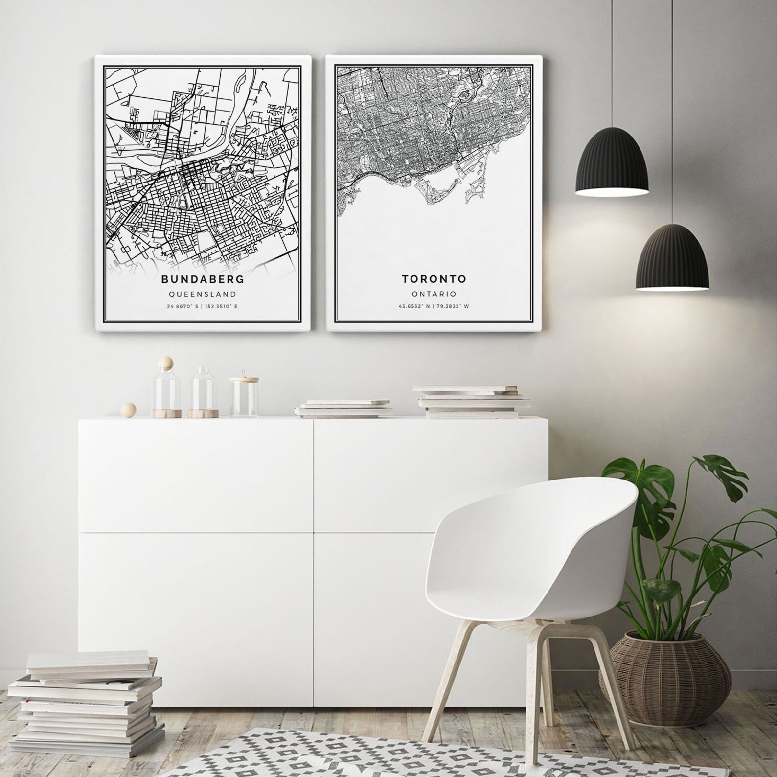 Bundaberg Map Canvas Print City Maps Wall Art Queensland Etsy