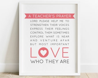 A Teachers Prayer, Teacher Gift, Teacher Wall Art, Teacher Decor, Classroom Decor Classroom Art Teacher Poem Teacher Quote Art, IP648