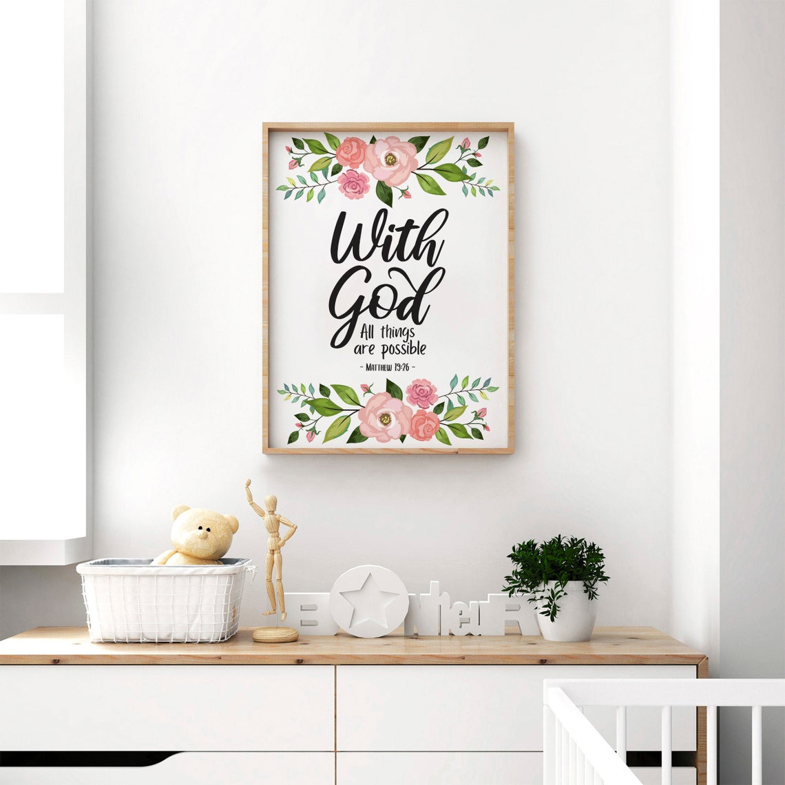 Bible Verse Art Print With God All Things Are Possible. Etsy