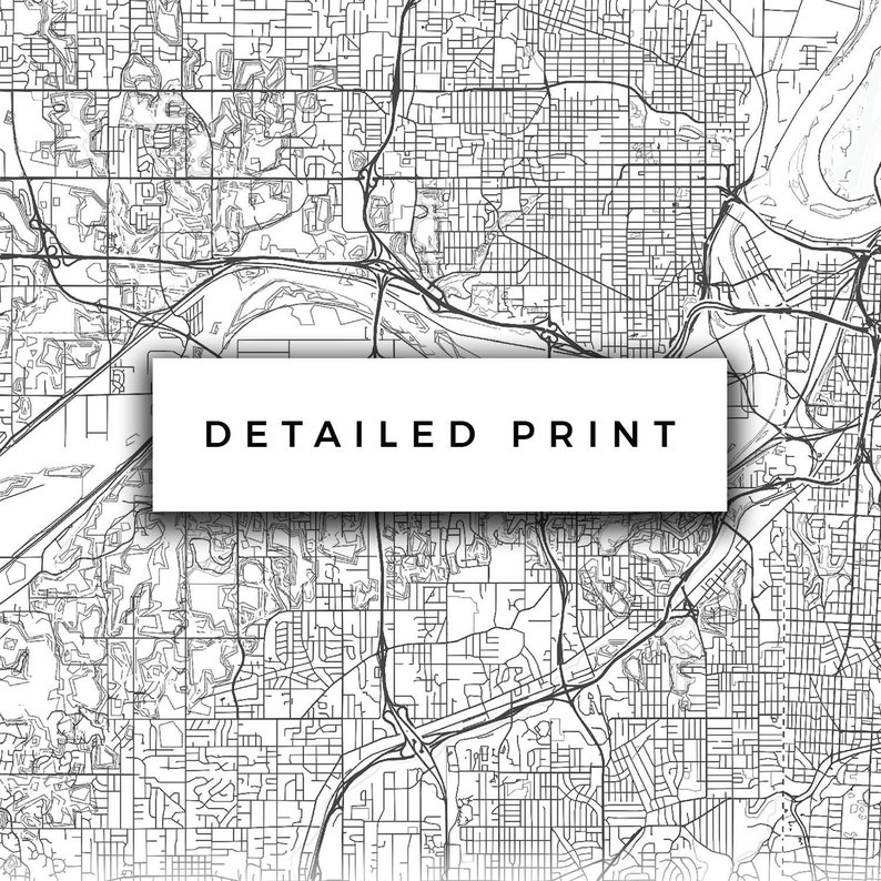 Kansas City Map Canvas Print City Maps Wall Art Kansas Gift Etsy