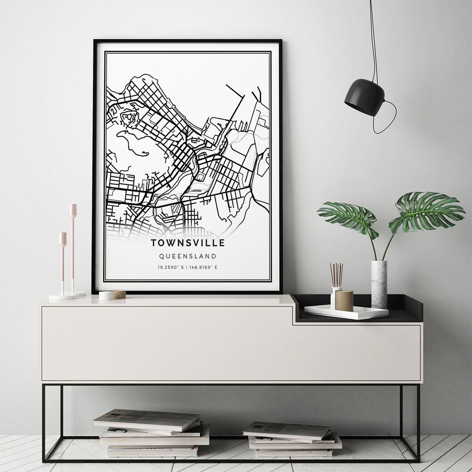 Townsville map print Minimalistic wall art poster City Etsy