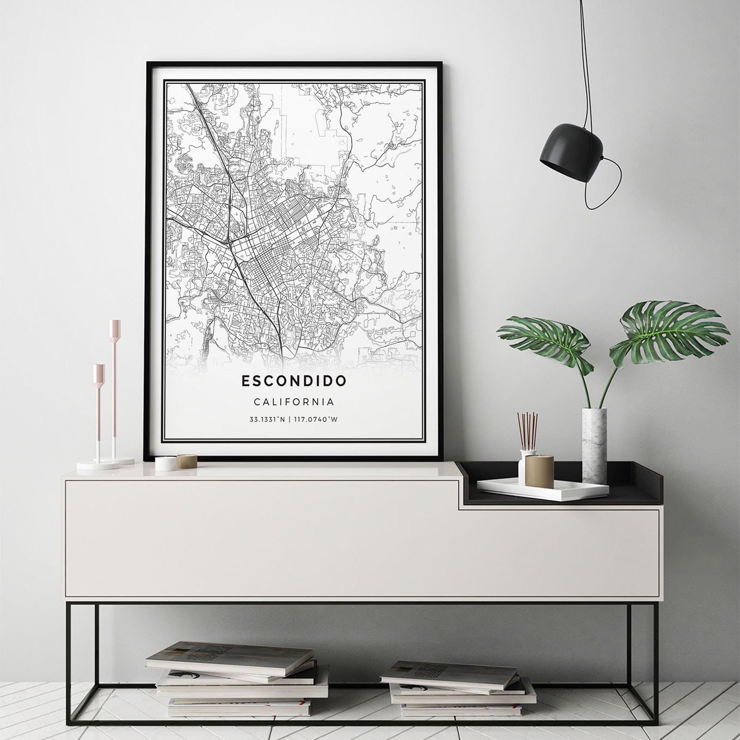 Escondido map print | Minimalistic wall art poster | City maps Scandinavian Artwork | California gifts | Print Minimalist | M172