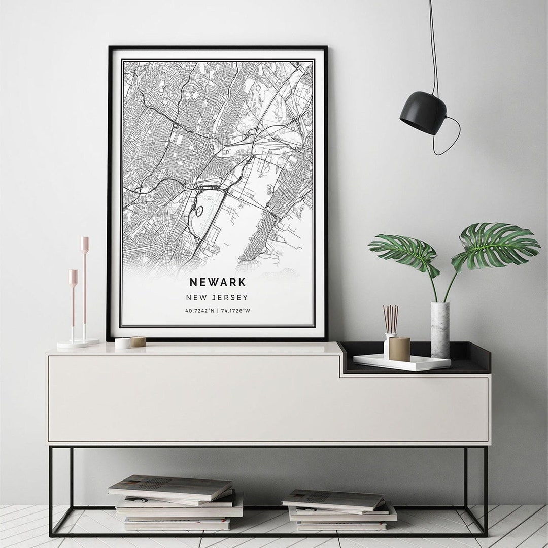 Newark Map Print Minimalistic Wall Art Poster City Maps Scandinavian
