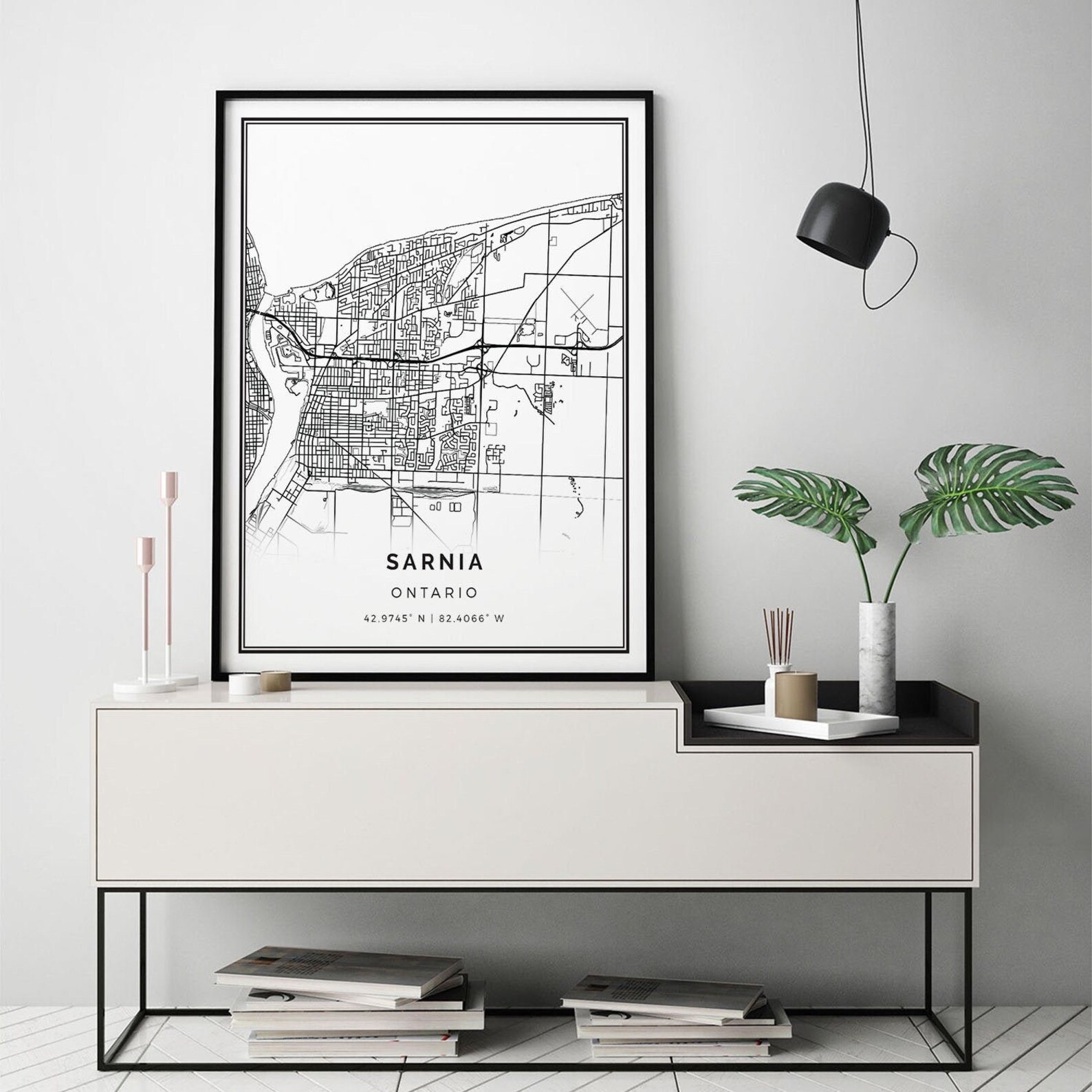 Sarnia Map Print Minimalistic Wall Art Poster City Maps Etsy