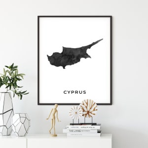 Cyprus map art poster, black and white wall art print of Cyprus, gift idea, gift for stepdad, map artwork, OM67