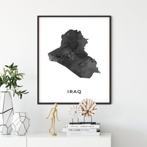 Iraq map art poster, black and white wall art print of Iraq, gift idea, map art print, gift dad, OM189
