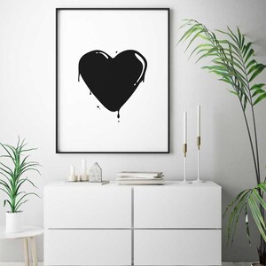 Heart Wall Decor Print Decor Black and White Decor Black | Etsy