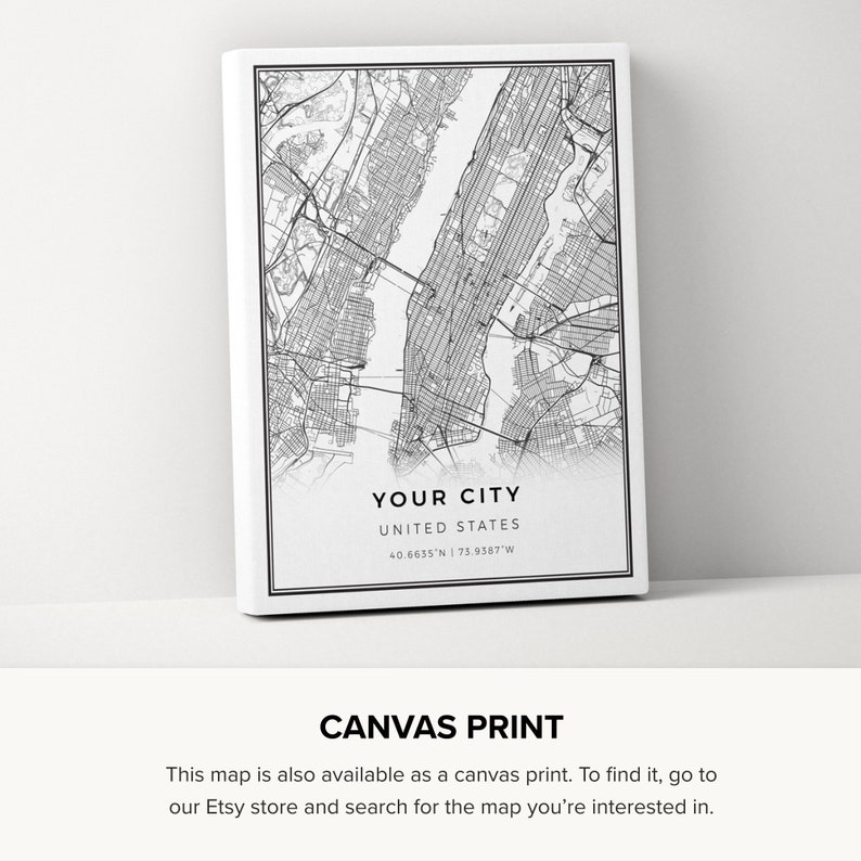 Map Artwork City maps Scandinavian Artwork United States gifts New York map print Minimalistic wall art poster M1
