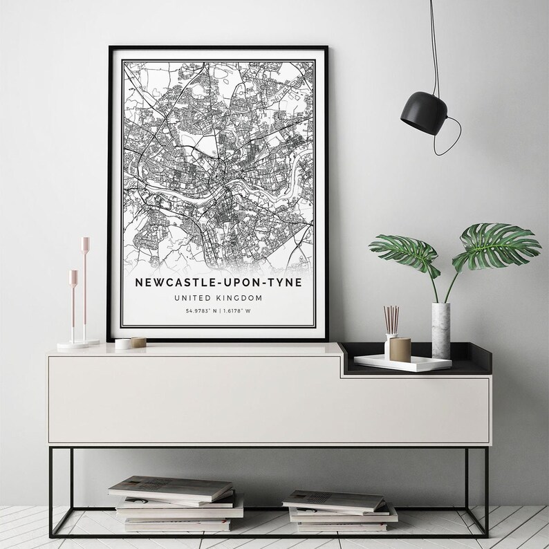 Newcastleupontyne Map Print Minimalistic Wall Art Poster Etsy