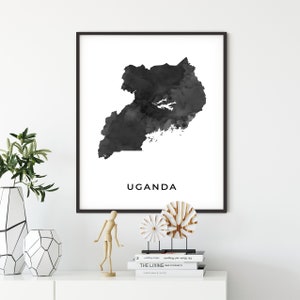 Uganda map art poster, black and white wall art print of Uganda, gift idea, map art, gift for a boyfriend, OM183