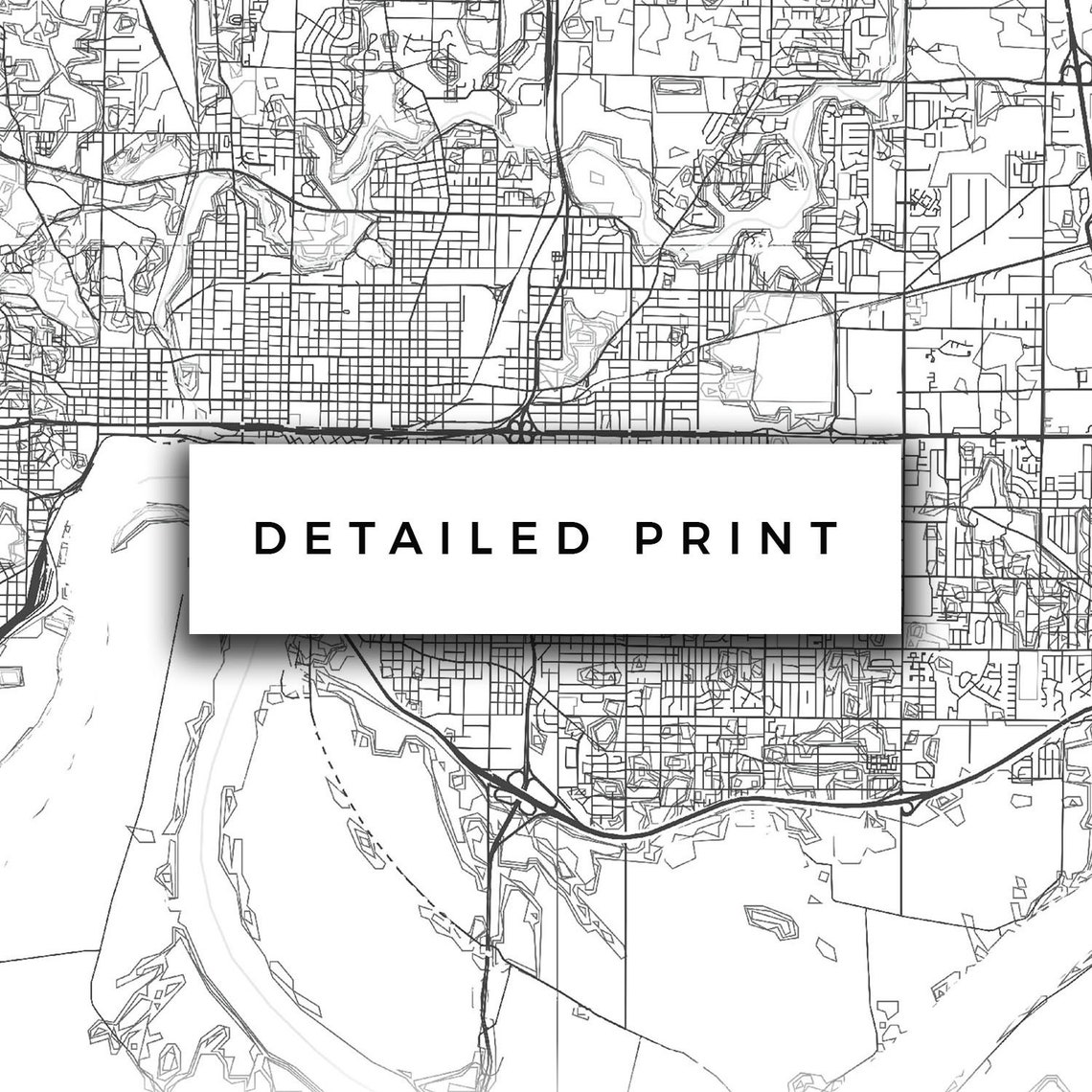 Evansville Map Canvas Print City Maps Wall Art Indiana Gift Etsy