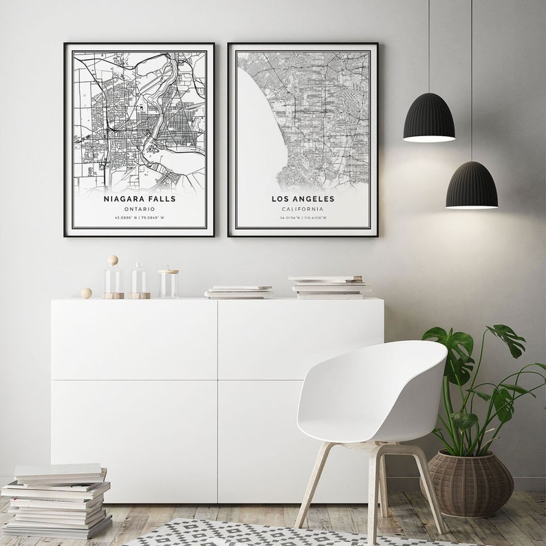 Niagara Falls map print Minimalistic wall art poster City maps Scandinavian Artwork Ontario gifts Map Gifts For Him M371 image 2