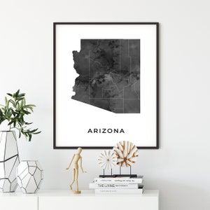 Arizona map art poster, black and white wall art print of Arizona, gift idea, gift for boyfriend, wall decoration, OM10