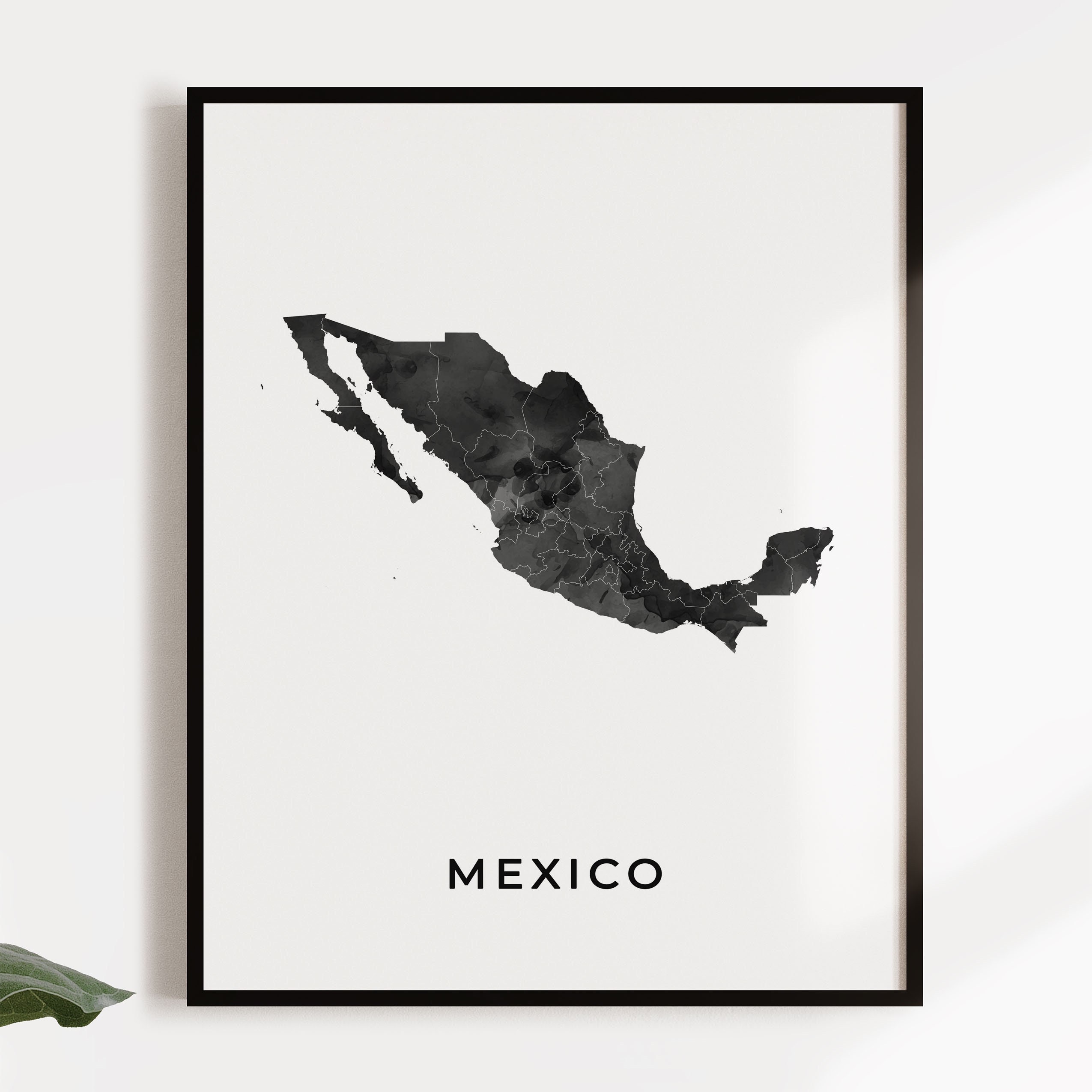 Mexico Map Art Poster Black and White Wall Art Print of - Etsy