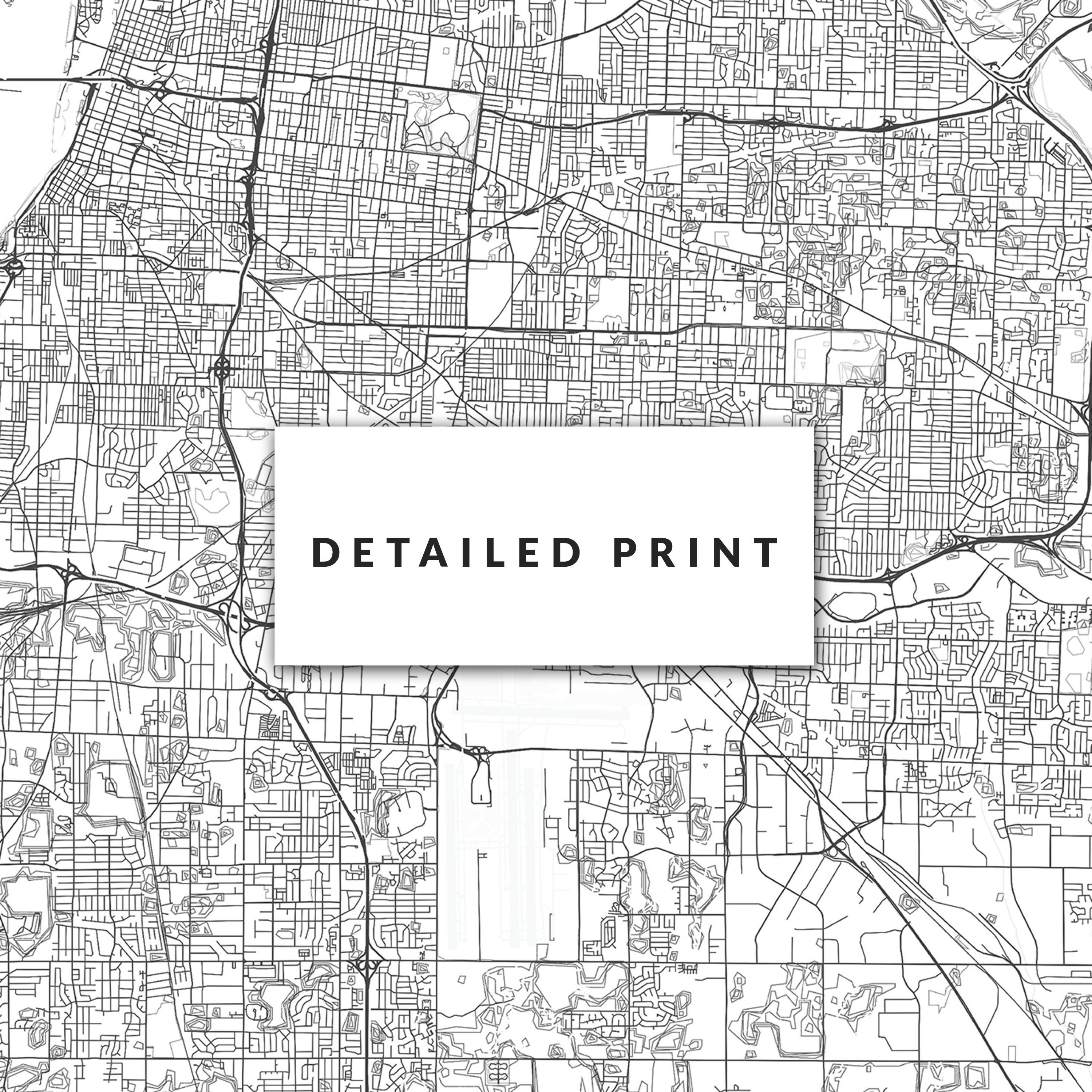 Memphis Map Print Minimalistic Wall Art Poster City Maps Etsy