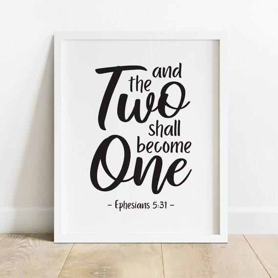 Bible Verses Poster And The Two Shall One Ephesians Etsy