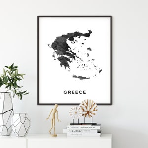 Greece map art poster, black and white wall art print of Greece, gift idea, gift coworker, map art print, OM78