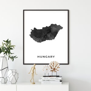 Hungary Map Art Print: Elegant Black and White Wall Decor