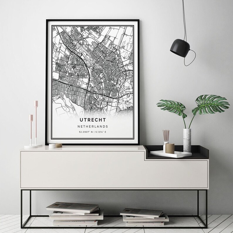 Utrecht Map Print Minimalistic Wall Art Poster City Maps Etsy