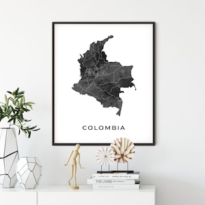 Colombia map art poster, black and white wall art print of Colombia, gift idea, map art print, gift for step dad, OM126