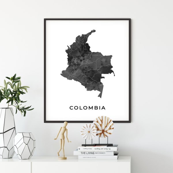 Kolumbien Karte Kunst Poster, schwarz weiß Wand Kunst Druck von Kolumbien, Geschenkidee, Landkarte Kunstdruck, Geschenk für Stiefvater, OM126